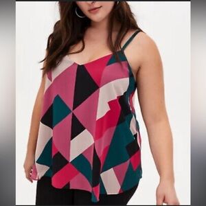 Torrid Sophie Geometric Print Chiffon Tank Swing Top Sz 2